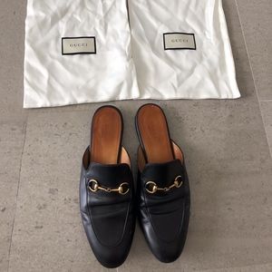 Gucci Black Leather Princetown Slipper 38.5